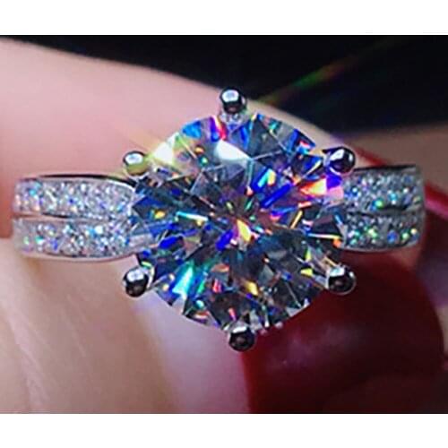 18K Au750 White Gold Women Wedding Party Engagement Ring 1 2 3 4 5 Carat Round Moissanite Diamond Ring Crown Trendy Classic Gift