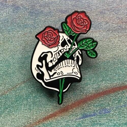 Death rose Enamel Brooches for Collection
