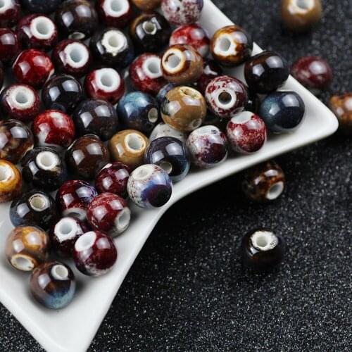 BTFBES 100pcs 6 8 10 12mm Round ceramic beads Handmade Porcelain DIY Loose spacer beads For Jewelry Bracelet making accessories