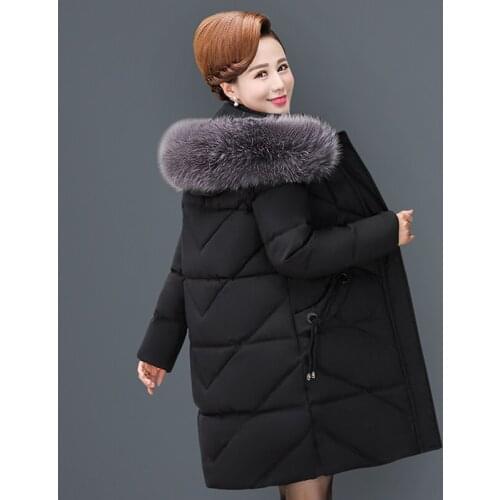 Jacket female mother winter parka solid color slim temperament cotton coat middle-aged female temperament jacket plus size