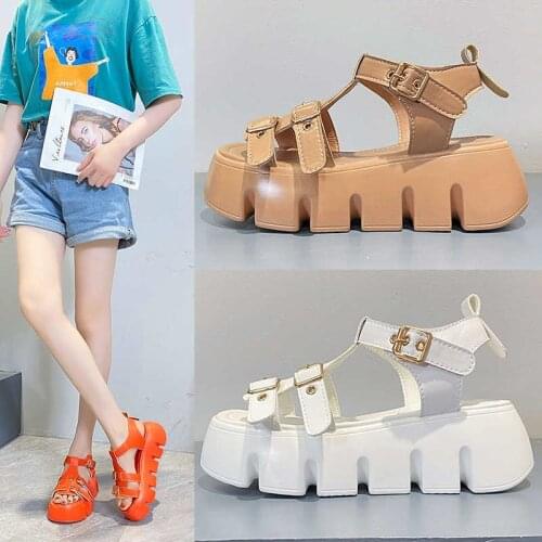 Summer Designer Ladies Platform Sandals Chunky Wedge Shoes Metal Chain Beach Slippers Women High Gladiator Sports Sandals