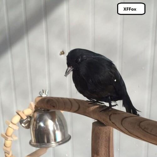 Small simulation crow model plastic & furs black crow toy gift about 13cm xf0381