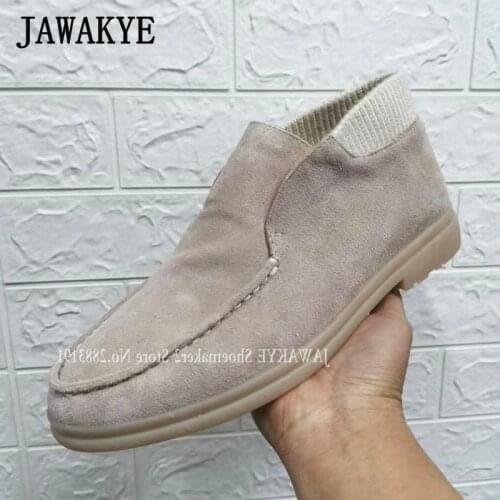 Fashion Wool Collar Patckwork Loafers Women Spring New Suede Comfortable Flat Casual Shoes Woman Open Walk Shoes for Ladies