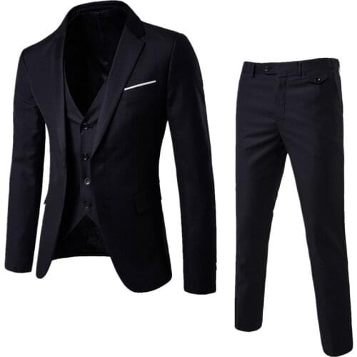 JODIMITTY 3 Pieces Business Blazer +Vest +Pants Suit Sets Men Autumn New Solid Slim Wedding Set Vintage Classic Blazers Male