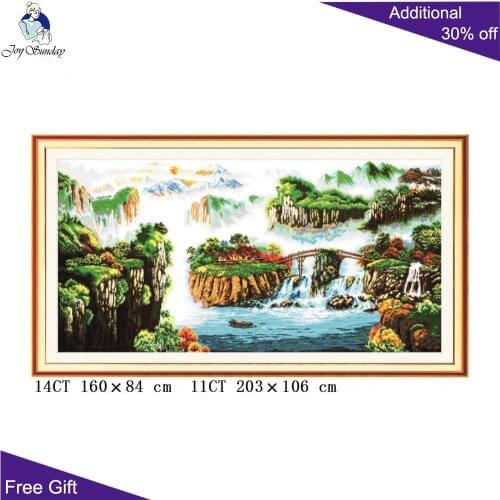 Joy Sunday Chinese Magnificent River Moutain Home Decor F013(1) 14CT 11CT Counted and Stamped Beautiful Scene Cross Stitch Kits