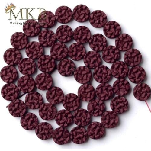 Natural Stone Wine Red Hematite Stone Matte Rubber Round Beads For Jewelry Making 8mm Spacer Loose Beads Diy Bracelet Strand 15"