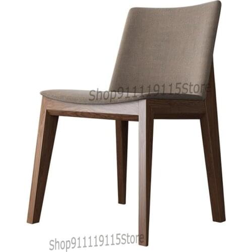 Nordic Solid Wood Dining Chair Household Modern Simple Leather Dining Chair Nail Salon Chair Back Chair Cloth Dining Chair