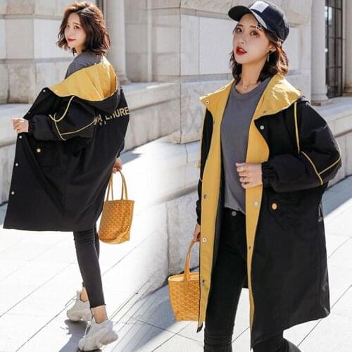 Hong Kong style Mid-Long Manteau Femme Autumn New Over The Knee Loose Wild Large Size Chic Windbreaker Female Trench Coat C180