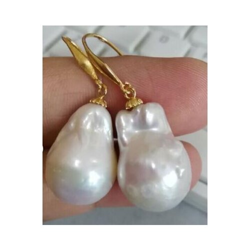 A pair of 20 mm natural Australian south sea white pearl earrings