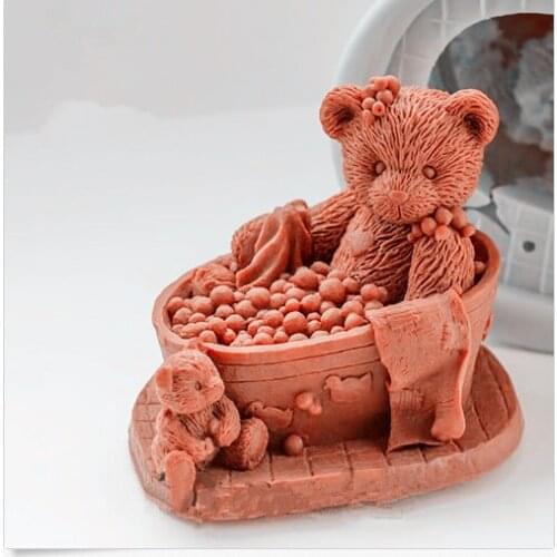 Teddy Bear silicon 3D soap mold Cake decoration mold Cake mold manual soap mold