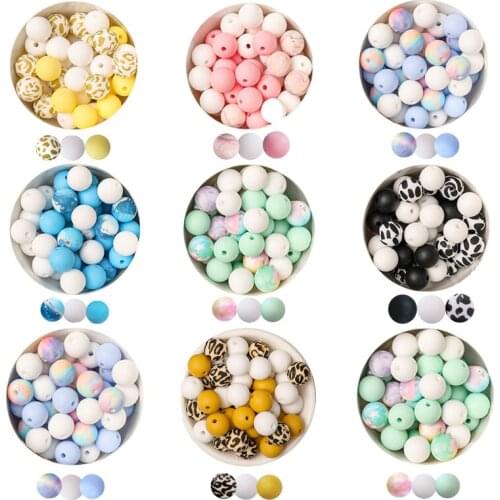 50 Pc/lot 12mm BPA Free Silicone Round Beads DIY Baby Pacifier Chain Pendant Infant Chewable Teething Beads Baby Teether Toys