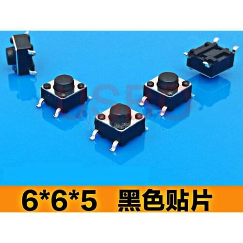 SMT Tactile Push Button Switch SMD Mini Black Touch Switch 4 Pins 6*6*5mm Brass