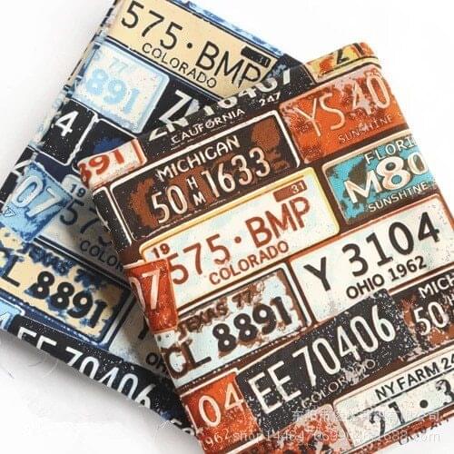 Cotton canvas canvas fabric printing activity Vintage license plate shooting background decorative cloth cloth
