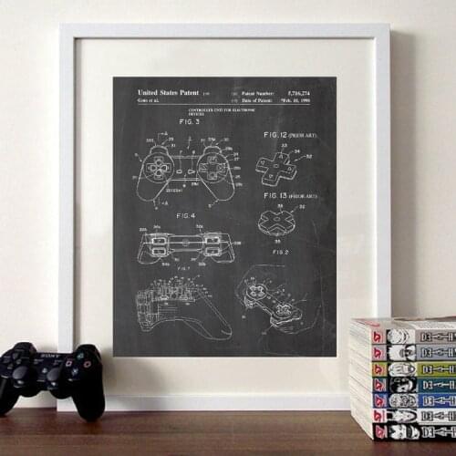 Video Game Patent Canvas Print Playstation Vintage Poster Boys Gifts Gaming Wall Art Pictures Painting Gamer Room Wall Decor