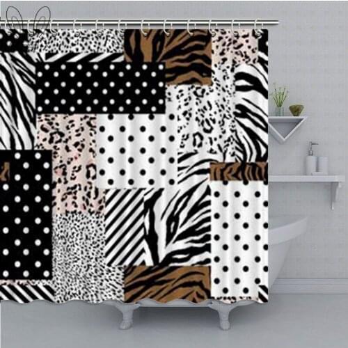 Leopard Dots Leaves Printed Bathroom Curtain Waterproof Polyester Fabric Bath Curtain Home Decor Shower Sets