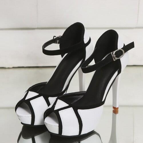 2021 Summer Sandals Womens High Heels Shoes Hollow Buckle Peep Toe Lady Pumps Thin Heel Fashion Soft Leather Shoes Toish TS023