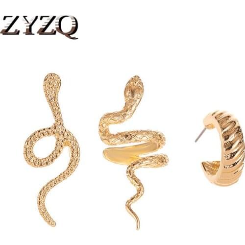 ZYZQ 3 pcs Snake Earrings Set Punk Exaggerating Style Womens Three-Piece Snake Earrings Halloween Gift For Women