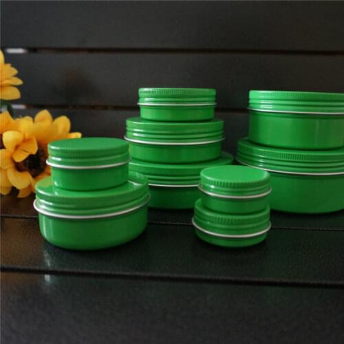10/15/20/30/50/60/80/100/150g green empty round aluminum box metal tin cans cosmetic cream DIY refillable jar tea Aluminum Pot