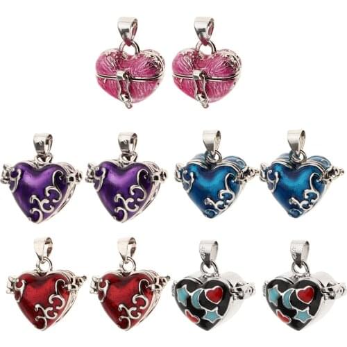 10pcs Antique Heart Lock Enamel Cremation Keepsake Urn Pendant For Necklace DIY