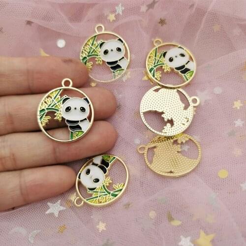 10pcs Cute Enamel Panda Earrings Pendant Charms DIY Jewelry Findings Kawaii Necklace Bracelet Dangle Drop Earring Small Accessor