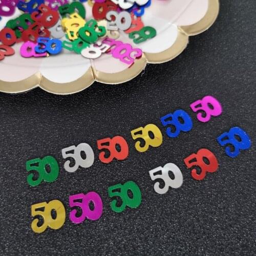 15g Number 50 Confetti Golden Silver Digit 50th Anniversary Event Brithday Party Decoration Confetti Sequin Party Supplies 500pc