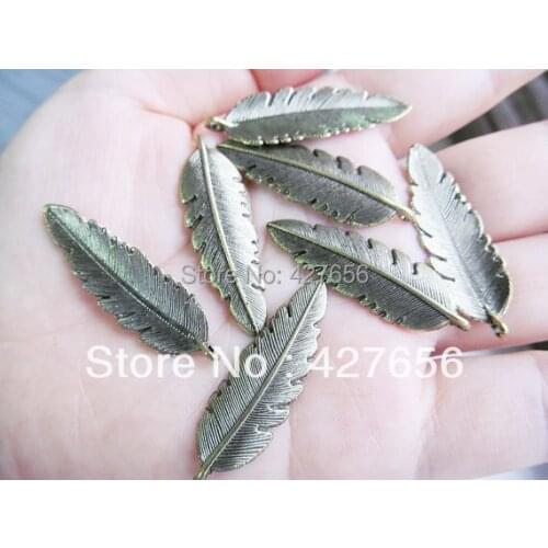20pcs Good Polishing Bling Antique Silver tone/Antique Bronze Feather Pendant Charm/Finding,DIY Accessory Jewellry Making