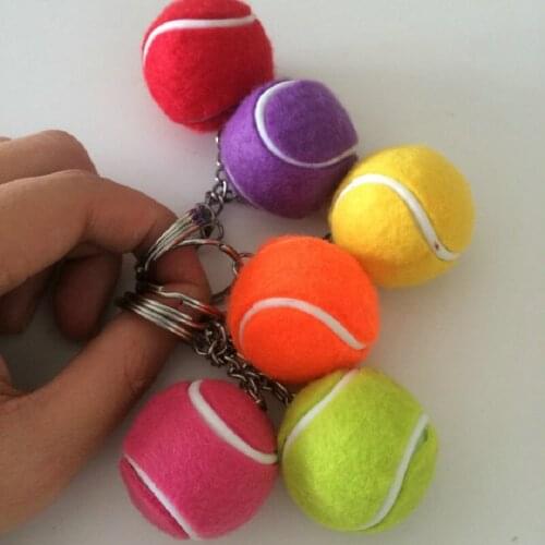 30pcs/lot Resin Mini Tennis ball keychain Keyring Metal Gift Tennis Memento for Tennis Club Decoration 3cm