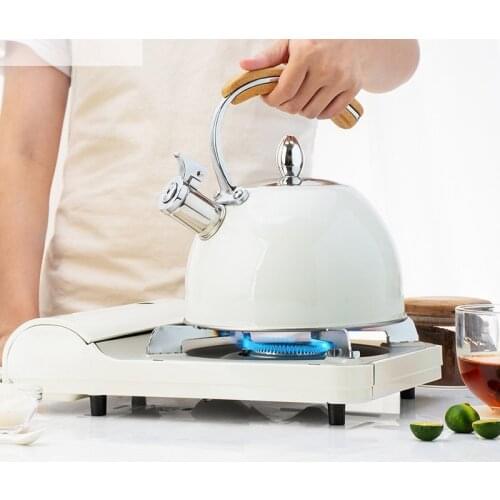 3L White Induction Cooker Kettle With Wooden Handle New Arrival European Style Sound Gas Stove Kettle Restaurant Coffee PotLB536