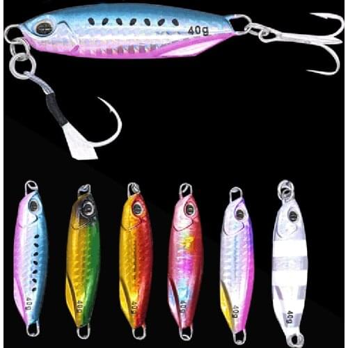 5PCS Luminous Metal Jigging Fishing Lure Trolling Hard Bait Bass Fishing Tackle Trout Jigging Lures Slow Jigs 15/20/30/40/60g