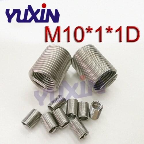 50pcs M10*1*1D Wire Thread Insert Stainless Steel 304 Wire Screw Sleeve, M10 Screw Bushing Helicoil Wire Thread Repair Inserts