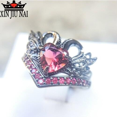 925 anillos silver personalized Black Swan Zircon Wedding Love Rings for Women Red Heart ruby Ring Fashion Gothic punk Jewelry