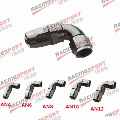 AN4 AN6 AN8 AN10 AN12 90 Degree Swivel Hose End Fitting Adapter Aluminum Black