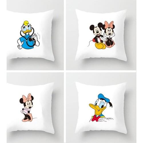 Disney Cartoons Mickey Minnie Printed pillowcase Home Leather peach velvet pillowcase sofa Cushion Decorative pillowcase 45*45cm