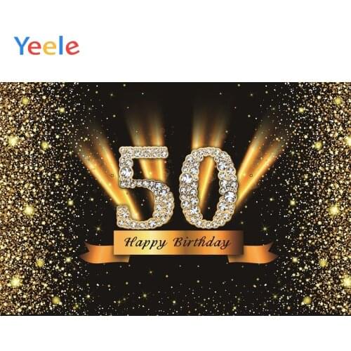 Yeele Happy 50th Birthday Party Photocall Background Gold Diamond Woman Shine Custom Photography Backdrop For Photo Studio