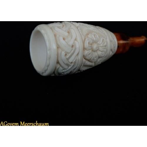 Handcarved AGovem Meerschaum Cigar Holder Handmade Mouthpiece Tip Humidor Tobacco Case Vintage Box AGM-27