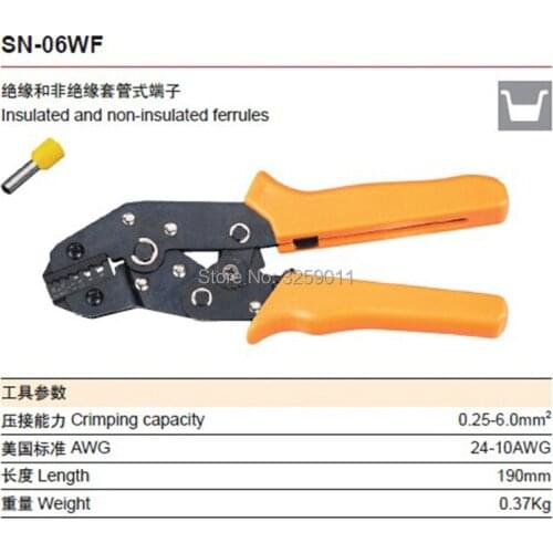 1PCS SN-06WF 23-10 AWG Ratcheting Wire Crimping Plier Tools for Insulated Terminals and Butt Connectors Crimper
