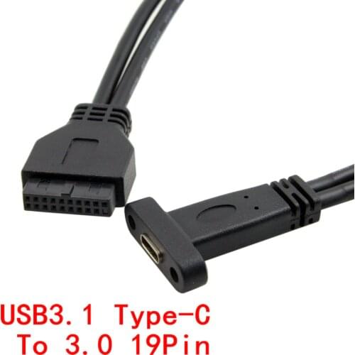40CM USB-C Motherboard Extend Cord USB 3.1 Type C Female To 3.0 19Pin Male Extend Adapter Cable For Computer