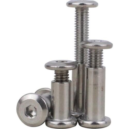 M6 Stainless Steel 304 Hex Socket Flat Head Male Female Blinding Post Chicago Combination Screw Nut 30pcs/lot