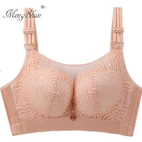 MengShan Large red bra Ring-free enlargement code Thin fat mm anti-sagging gathering and fattening Big Bra with Beautiful Back