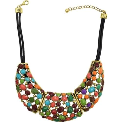 Fashion Ethnic Resin Pendant Short Neck Necklace Ji Bohemia Style Pusai Tribe Carnival Party Gift Necklace Jewelry Accessories
