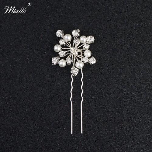 Miallo Fashion Ivory White Pearls Rhinestone Women Hairpins Wedding Hair Stick Bridal Hair Tiaras Jewelry Accessories Hairpieces