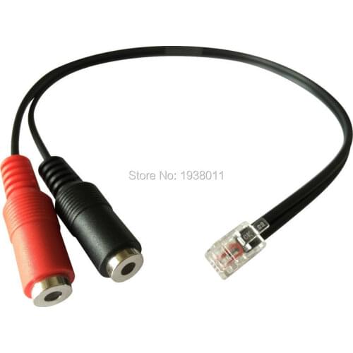 2x3.5mm female socket to RJ9 Modular Plug Adapter Cable Computer Stereo Headphone Dual 3.5mm to Phone Rj9/Rj10 Jack Converter