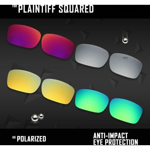 OOWLIT 4 Pairs Polarized Sunglasses Replacement Lenses for Oakley Plaintiff Squared OO4063-Silver & Midnight sun & Gold & Green