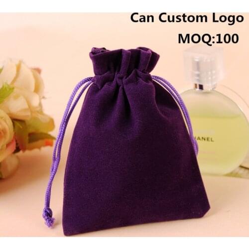 Wholesale Free Shipping 50pcs/Lot 7x9cm Purple Velvet Wedding Necklace Jewelry Gift Bags Pouches Can Customized Logo Printing
