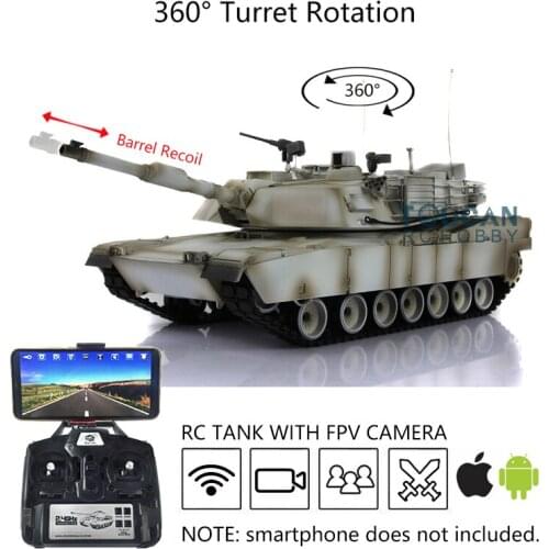 RTR RC Tank Heng Long 1/16 Barrel Recoil FPV 7.0 Upgraded Metal Abrams 3918 360° TH17838-SMT4
