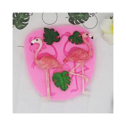 Fondant Silicone Mould Tropical Rainforest Flamingo Parrot Toucan Tortoise Leaf Plant Baking Cake Decorative Mold