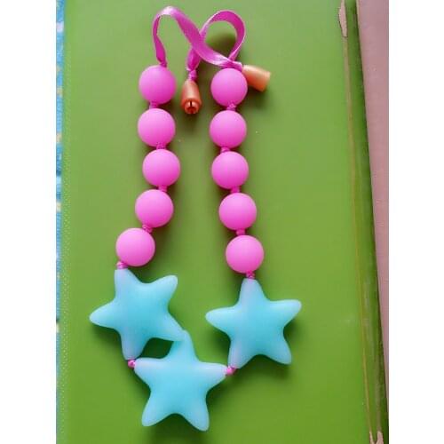 Silicone Star Glow in dark beads BPA Free Silicone loose round beads DIY teething necklace