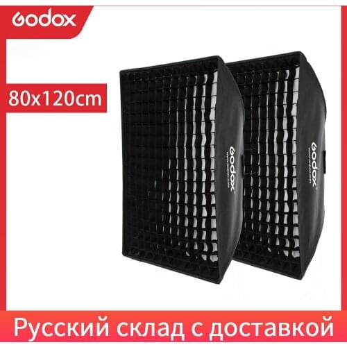 2PCS Godox 80 x 120cm / 32" * 47" Honeycomb Grid Softbox soft box with Bowens Mount for Studio Strobe Flash Light AD600BM DE300