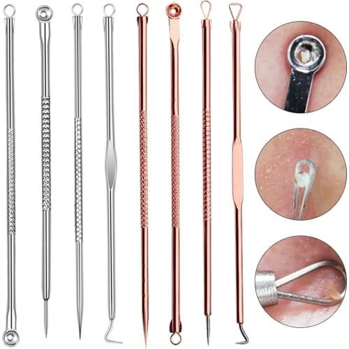 1/4PCS Blackhead Extractor de cravo Rose Gold Black Dots Cleaner Acne Blemish Remover Needles Set Black Spots Pore Cleanser Tool