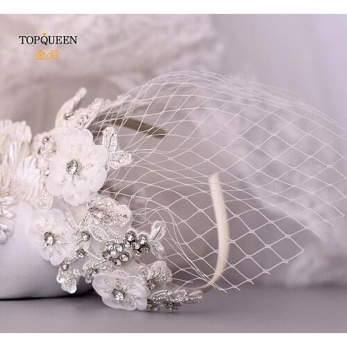 TOPQUEEN S358-WS Birdcage Veil Tiara Bridal Hair Accessories Veil Hat Head Hoop Wedding Headbands Headwear Bridal Headpiece